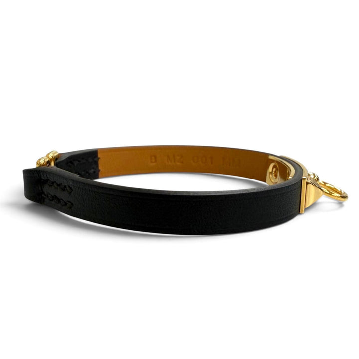極美品△HERMES エルメス マイクロ リヴァル スイフト ゴールド金具 レザー ブレスレット ブラック T3 B刻印 仏製 レディース 保存袋付き