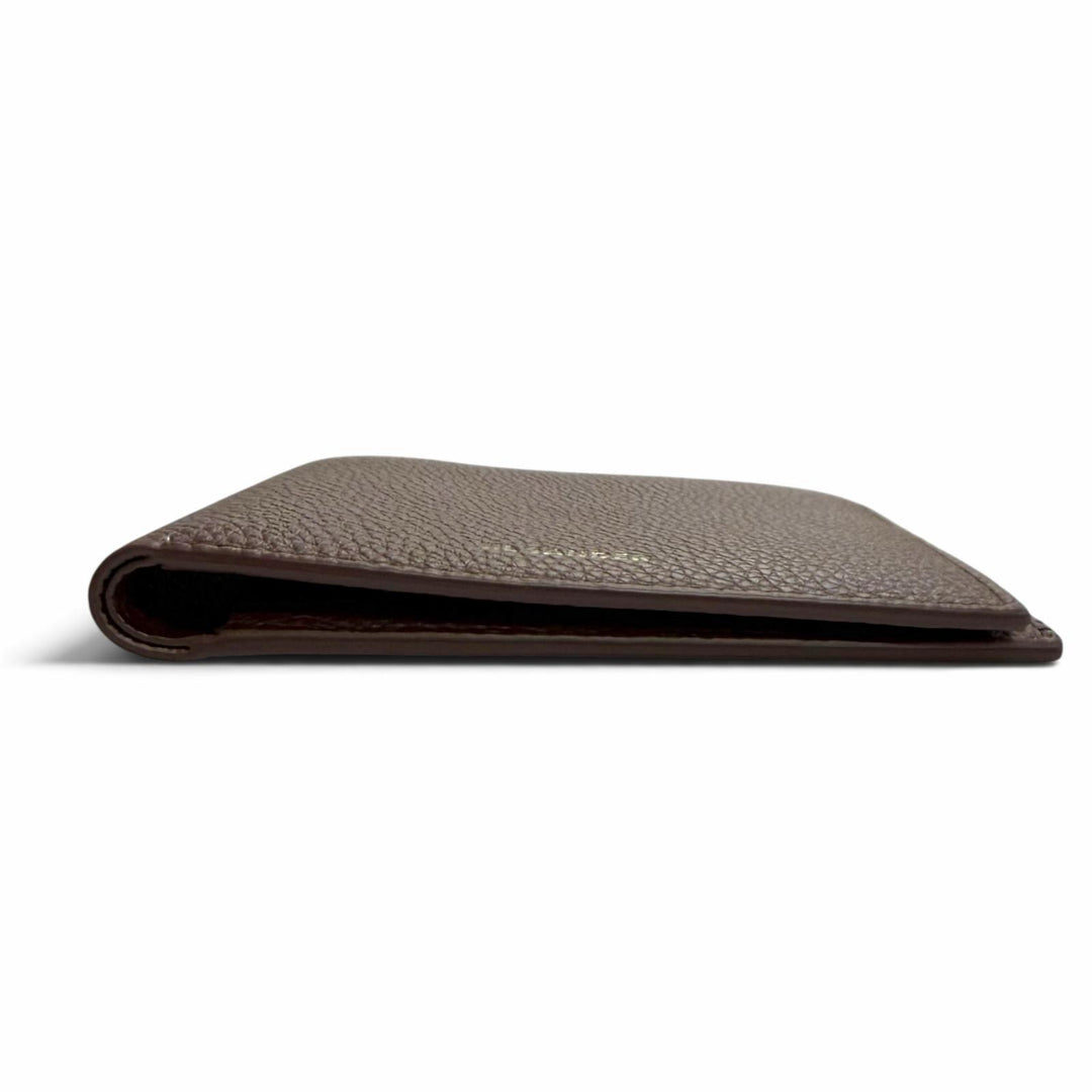 未使用品△JIL SANDER ジルサンダー J25UI0002 ジップポケット ウォレット レザー ロゴ 二つ折り財布 ダークブラウン 伊製 保存袋付き