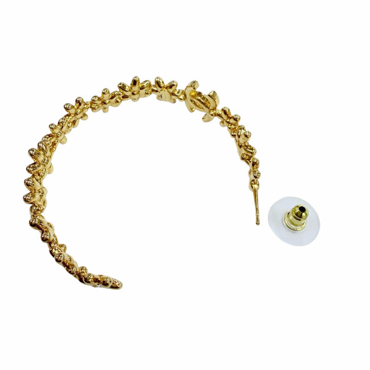 美品☆CHANEL シャネル I32A ココマーク フラワー ラインストーン フープピアス アクセサリー ゴールド イタリア製 箱・保存袋付