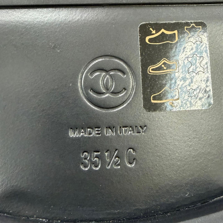 極美品☆CHANEL シャネル G33188 ココマーク エコパール レザー ショートブーツ アイボリー ブラック 35.5 イタリア製 レディース
