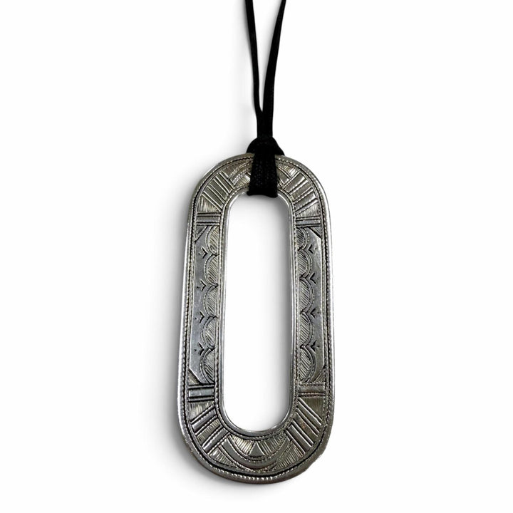 良品▼HERMES エルメス トゥアレグ AG925 レザー ネックレス シルバー ブラック 重量32.0g メンズ レディース アクセサリー