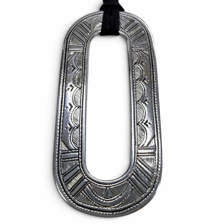 良品▼HERMES エルメス トゥアレグ AG925 レザー ネックレス シルバー ブラック 重量32.0g メンズ レディース アクセサリー