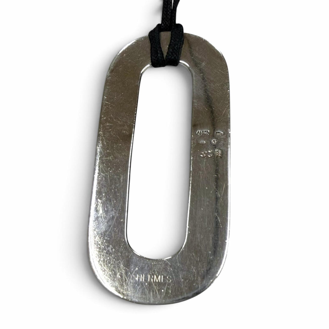 良品▼HERMES エルメス トゥアレグ AG925 レザー ネックレス シルバー ブラック 重量32.0g メンズ レディース アクセサリー