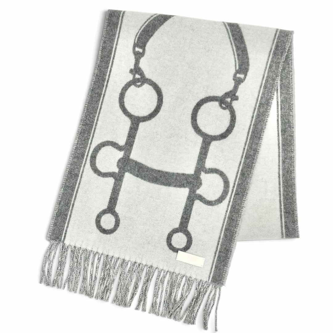 極美品△HERMES エルメス H259157S モール カシミヤ100％ イヴォワール/フランネルグレー マフラー ストール 現行品 イギリス製 箱付き