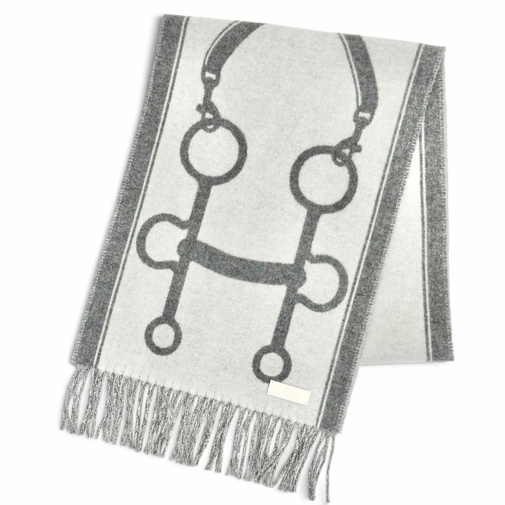 極美品△HERMES エルメス H259157S モール カシミヤ100％ イヴォワール/フランネルグレー マフラー ストール 現行品 イギリス製 箱付き