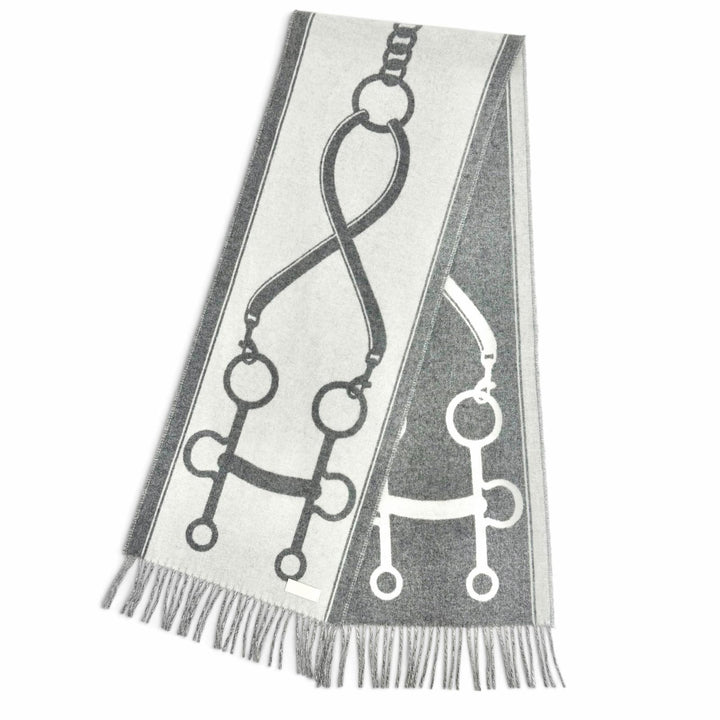 極美品△HERMES エルメス H259157S モール カシミヤ100％ イヴォワール/フランネルグレー マフラー ストール 現行品 イギリス製 箱付き