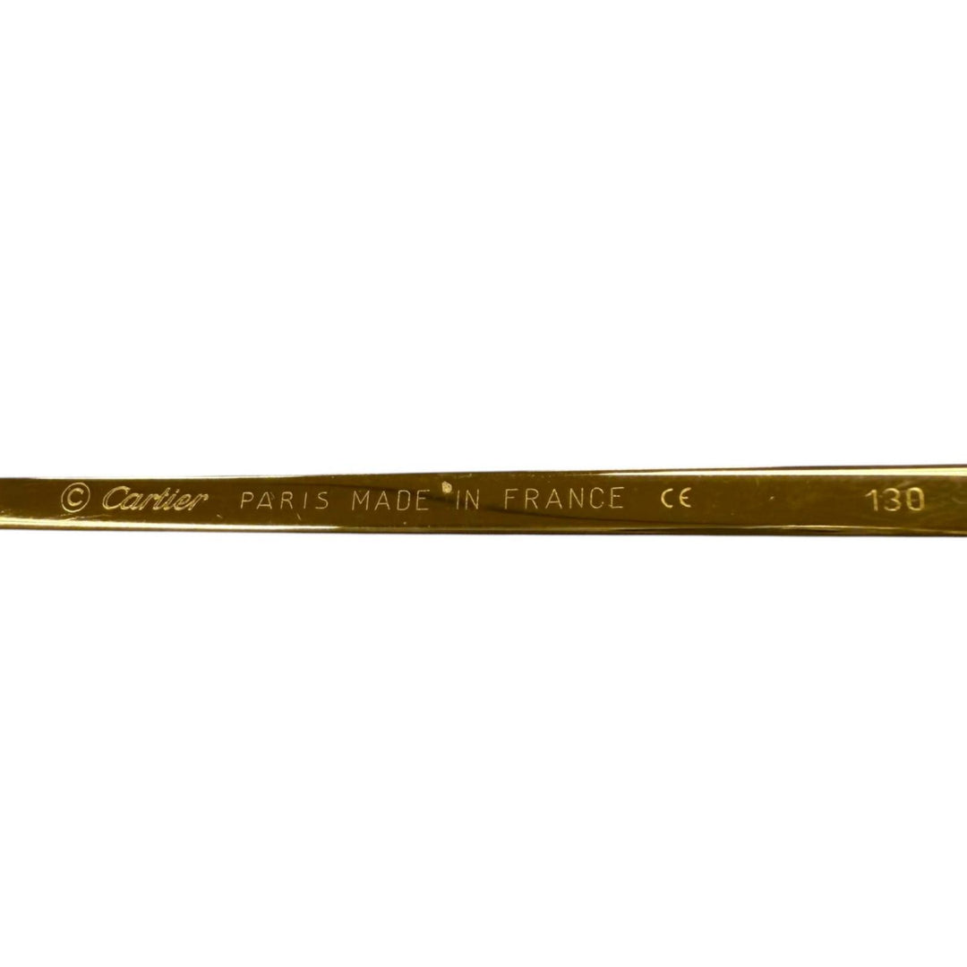 美品▼Cartier カルティエ ツーポイント リムレス ロゴ金具付き メガネ 眼鏡 アイウェア ゴールド ボルドー □18 130 度入り 仏製 メンズ