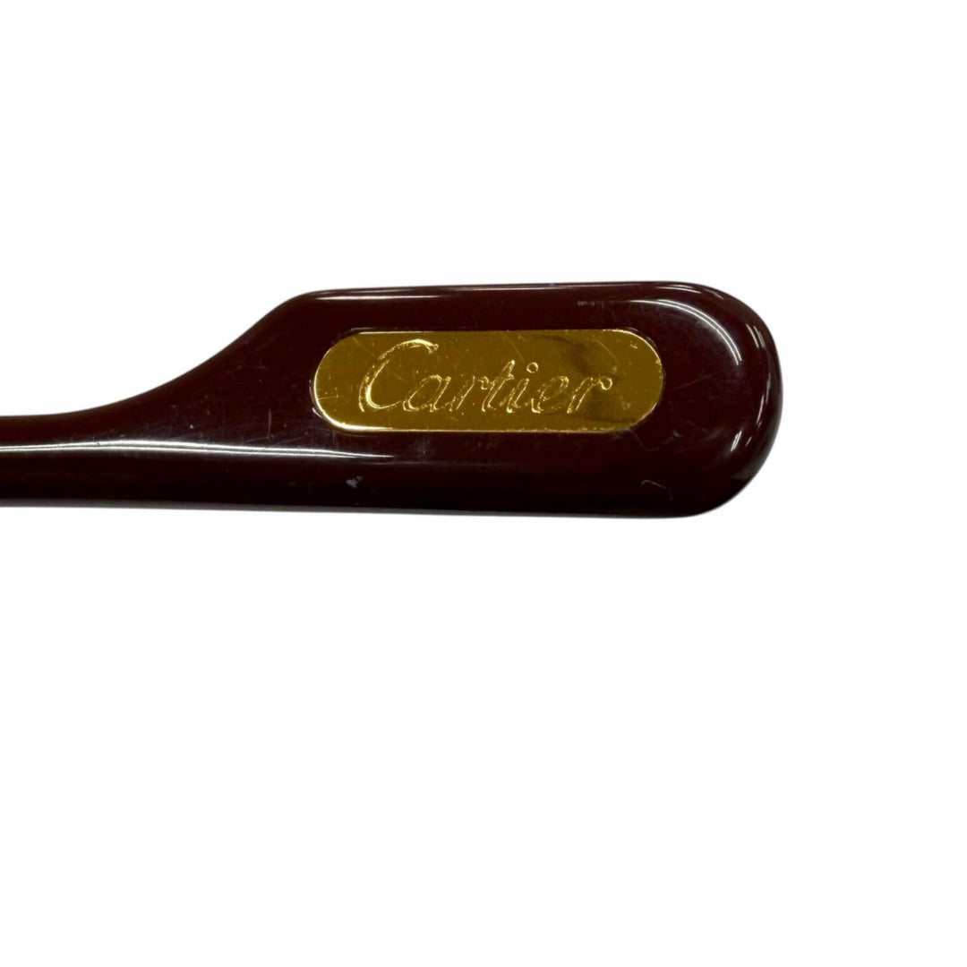 美品▼Cartier カルティエ ツーポイント リムレス ロゴ金具付き メガネ 眼鏡 アイウェア ゴールド ボルドー □18 130 度入り 仏製 メンズ