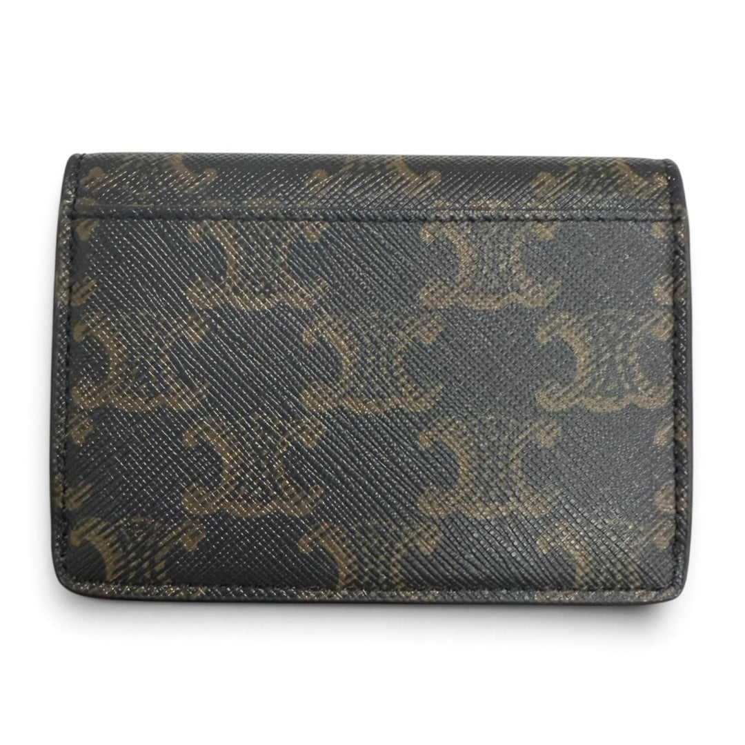 極美品□CELINE セリーヌ 10N062DB7 レザー トリオンフ カードケース 名刺入れ タン ゴールド金具 イタリア製 メンズ 保存袋付き