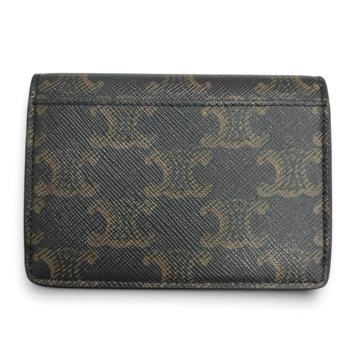 極美品□CELINE セリーヌ 10N062DB7 レザー トリオンフ カードケース 名刺入れ タン ゴールド金具 イタリア製 メンズ 保存袋付き