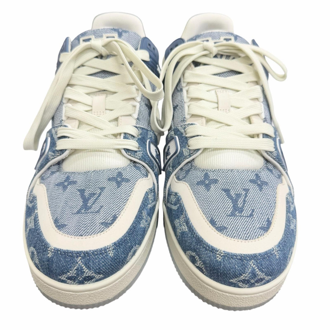 未使用品□LOUIS VUITTON ルイヴィトン 2024年製 1ADHHX LV・トレイナーライン モノグラムデニム ローカットスニーカー 8 イタリア製