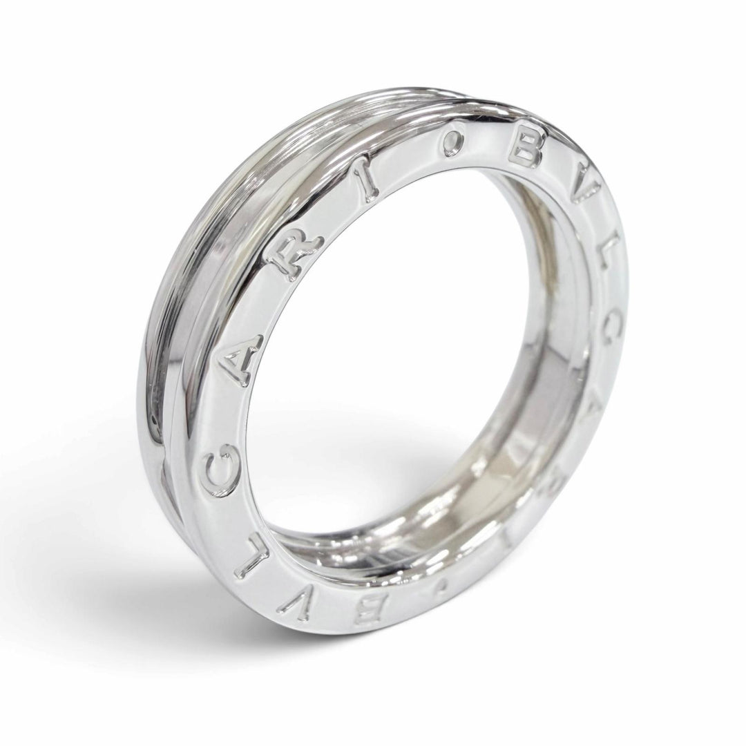 極美品△BVLGARI ブルガリ ビーゼロワン 1バンドリング 指輪 750(WG) ホワイトゴールド 56 (JP16号) 伊製 重量6.3g メンズ レディース