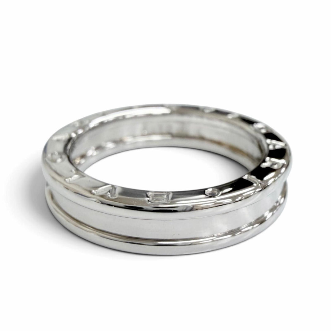 極美品△BVLGARI ブルガリ ビーゼロワン 1バンドリング 指輪 750(WG) ホワイトゴールド 56 (JP16号) 伊製 重量6.3g メンズ レディース