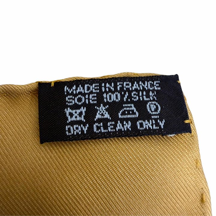 極美品☆HERMES エルメス カレ90 GRONLAND グリーンランド シルク100％ スカーフ イエロー系 フランス製 レディース 箱付き
