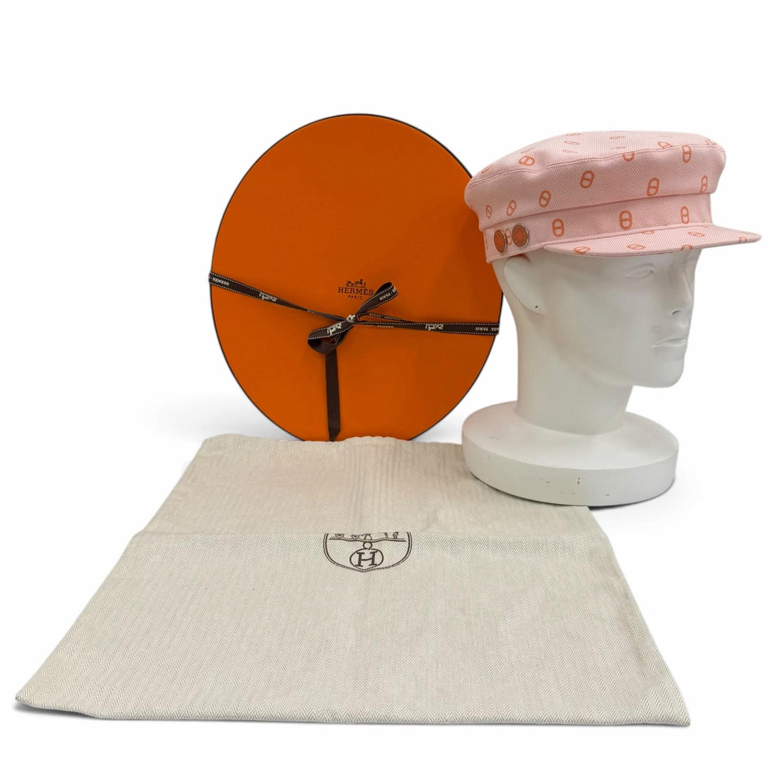 未使用品★HERMES エルメス シルバー金具 ヴォーバン トワルアッシュ シェーヌダンクル セリエ キャスケット 59 正規品 箱・保存袋付き