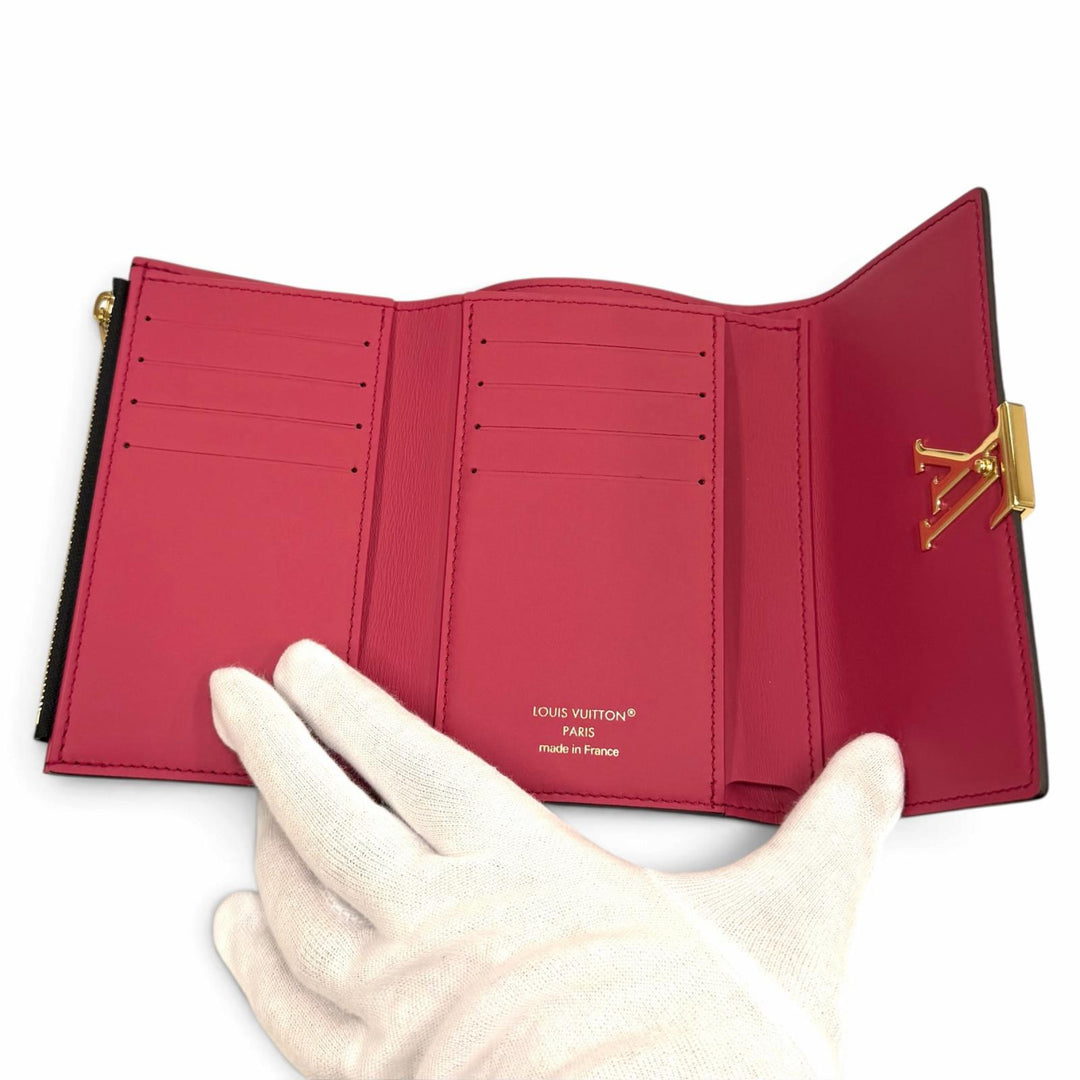 極美品★LOUIS VUITTON ルイヴィトン M62157 ポルトフォイユ･カプシーヌ コンパクト レザー LVロゴ金具 三つ折り財布 箱・保存袋付き