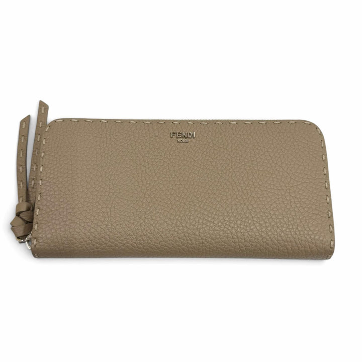 未使用品★FENDI フェンディ 8M0517 ダブグレー ロゴ金具 セレリア ピーカブー ジップアラウンド レザー 長財布 定価149600円 箱・袋付