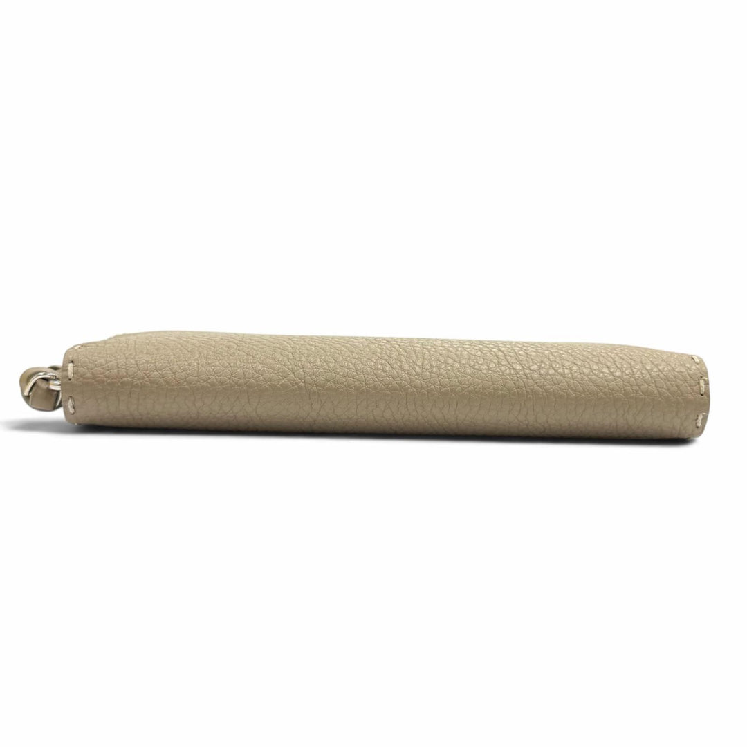 未使用品★FENDI フェンディ 8M0517 ダブグレー ロゴ金具 セレリア ピーカブー ジップアラウンド レザー 長財布 定価149600円 箱・袋付