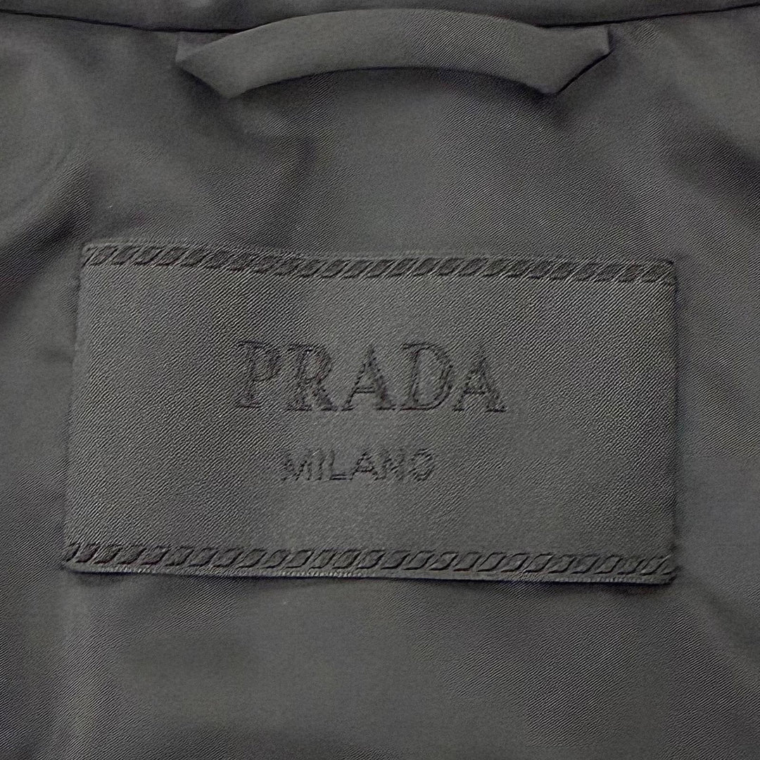 美品▼PRADA プラダ 2022年製 トライアングルロゴ 三角プレート ジップアップ ジレ ダウンベスト ブラック 48 正規品 メンズ