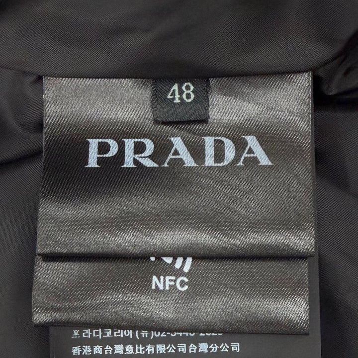 美品▼PRADA プラダ 2022年製 トライアングルロゴ 三角プレート ジップアップ ジレ ダウンベスト ブラック 48 正規品 メンズ