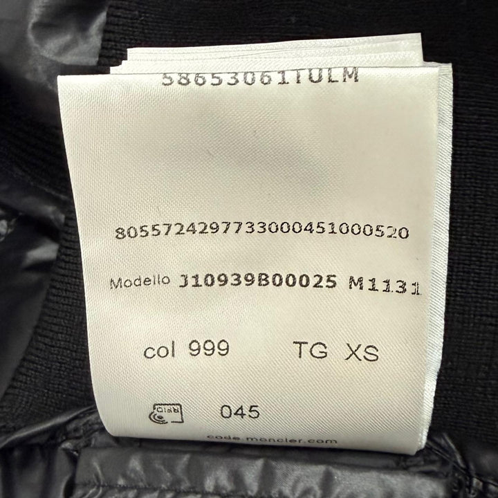 美品★MONCLER モンクレール 2023年製 CARDIGAN TRICOT ロゴパッチ付 切替デザイン ダウンジャケット ブラック XS 正規品 レディース
