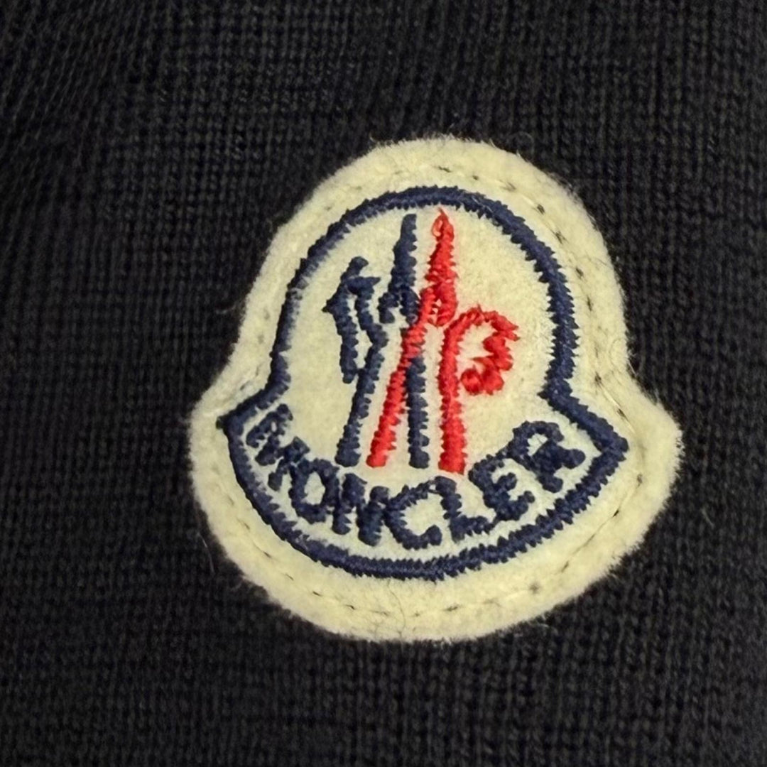 美品★MONCLER モンクレール 2023年製 CARDIGAN TRICOT ロゴパッチ付 切替デザイン ダウンジャケット ブラック XS 正規品 レディース