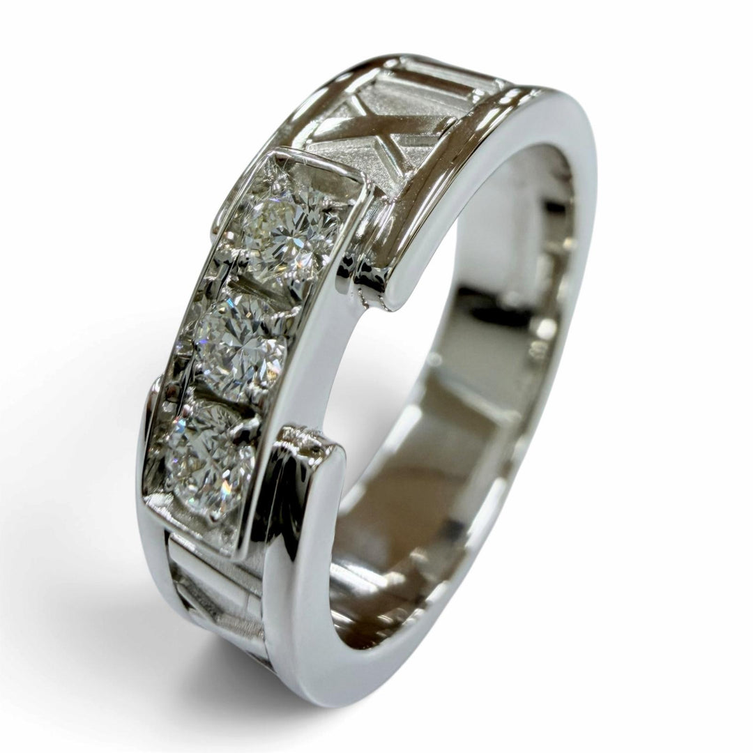 極美品☆TIFFANY&amp;Co. ティファニー アトラスリング 750（WG）3Pダイヤモンド 指輪 ホワイトゴールド JP11.5号相当 イタリア製 重量7.42g