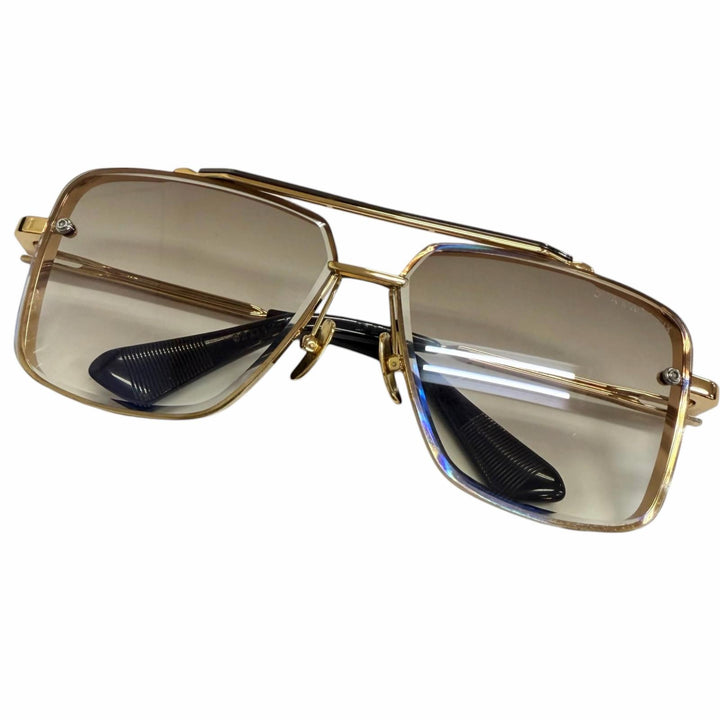 美品□DITA ディータ DTS121-62-01-Z ツーブリッジ グラデーションレンズ サングラス ゴールド ブラック 62□12-130 度無 日本製 メンズ