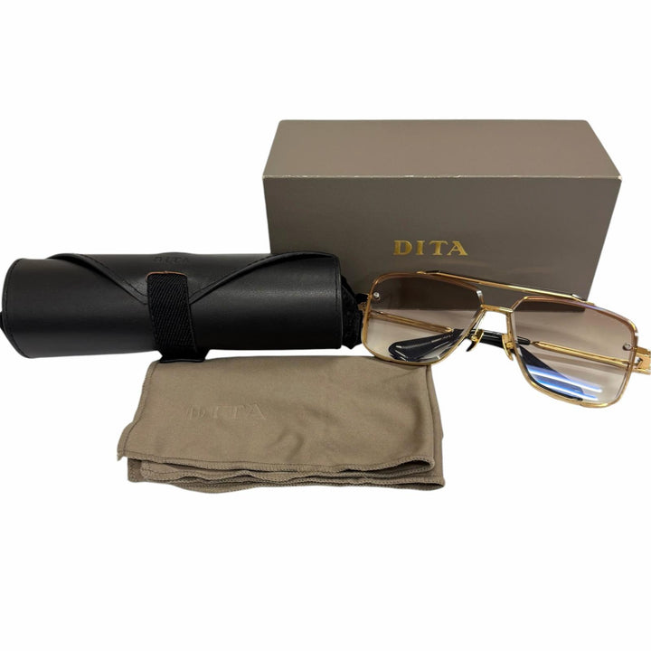 美品□DITA ディータ DTS121-62-01-Z ツーブリッジ グラデーションレンズ サングラス ゴールド ブラック 62□12-130 度無 日本製 メンズ