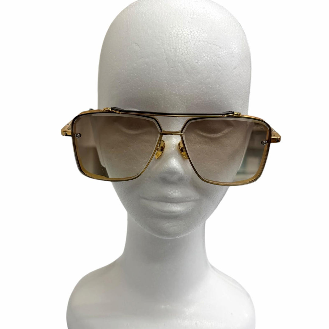 美品□DITA ディータ DTS121-62-01-Z ツーブリッジ グラデーションレンズ サングラス ゴールド ブラック 62□12-130 度無 日本製 メンズ