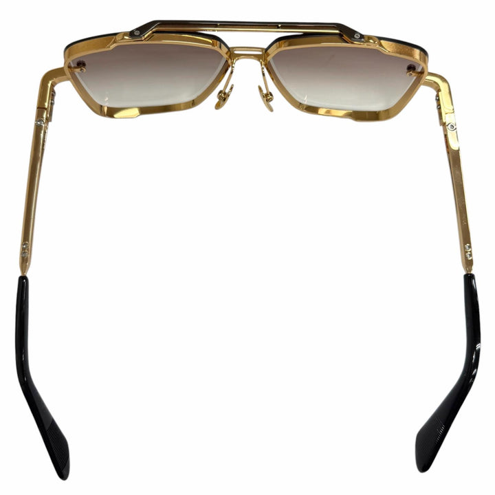 美品□DITA ディータ DTS121-62-01-Z ツーブリッジ グラデーションレンズ サングラス ゴールド ブラック 62□12-130 度無 日本製 メンズ