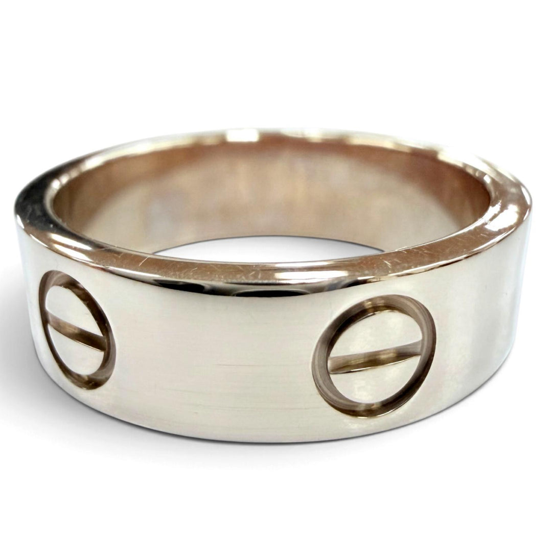 美品☆Cartier カルティエ LOVEリング クラックモデル 750（WG）アクセサリー 指輪 ホワイトゴールド 51 JP10号相当 重量6.9g レディース