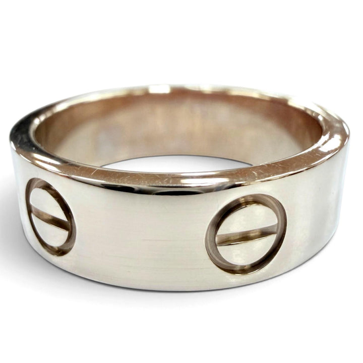 美品☆Cartier カルティエ LOVEリング クラックモデル 750（WG）アクセサリー 指輪 ホワイトゴールド 51 JP10号相当 重量6.9g レディース