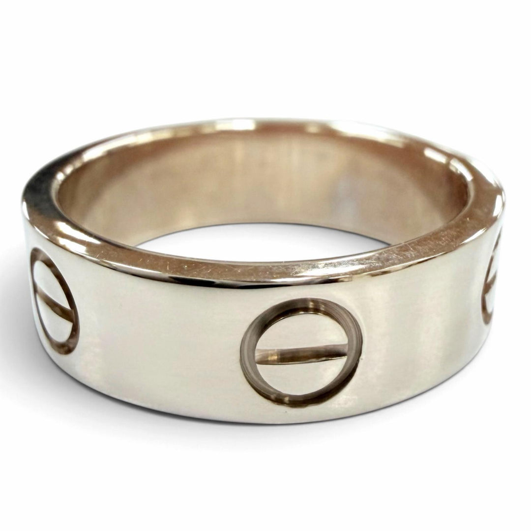 美品☆Cartier カルティエ LOVEリング クラックモデル 750（WG）アクセサリー 指輪 ホワイトゴールド 51 JP10号相当 重量6.9g レディース