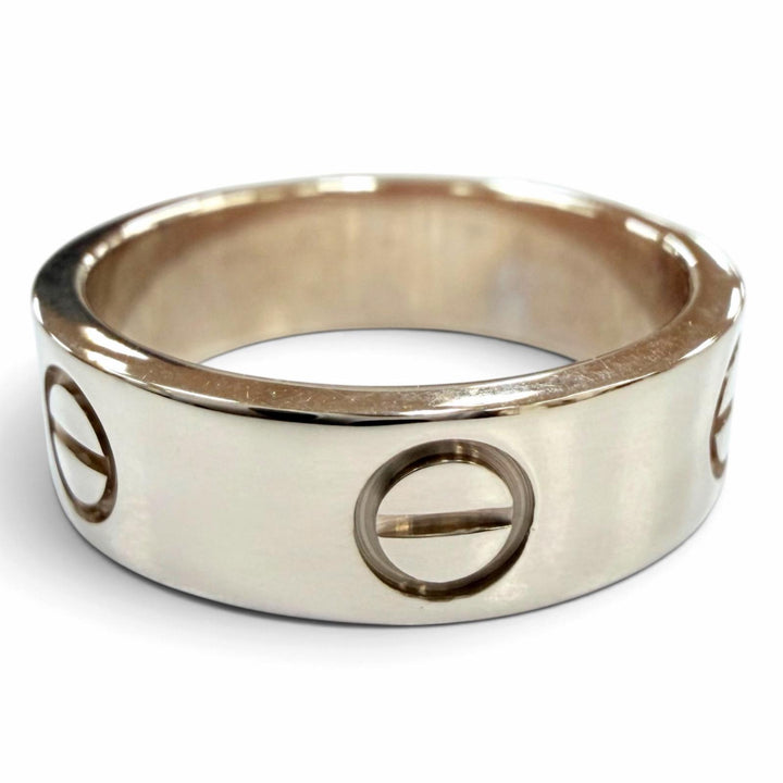 美品☆Cartier カルティエ LOVEリング クラックモデル 750（WG）アクセサリー 指輪 ホワイトゴールド 51 JP10号相当 重量6.9g レディース
