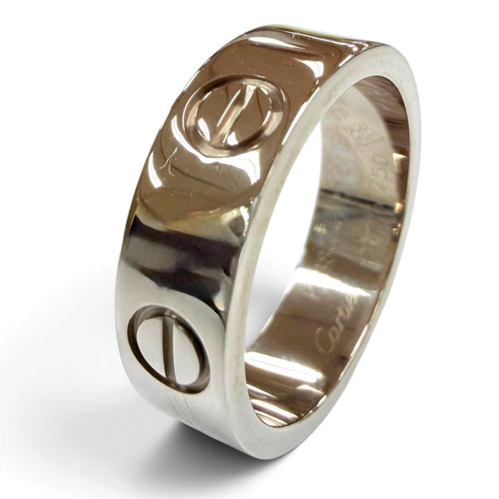 美品☆Cartier カルティエ LOVEリング クラックモデル 750（WG）アクセサリー 指輪 ホワイトゴールド 51 JP10号相当 重量6.9g レディース