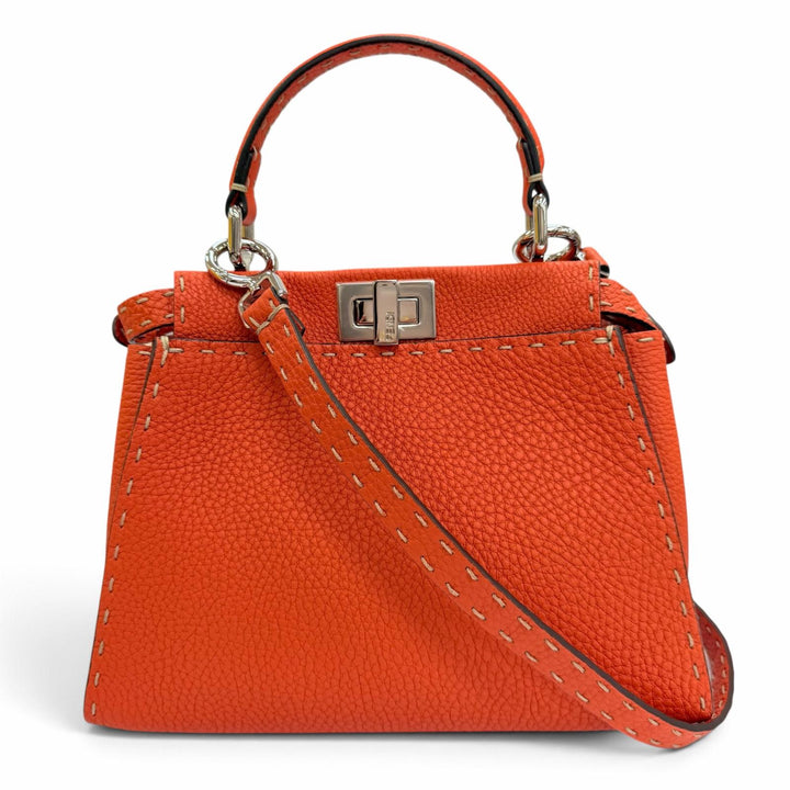 未使用品☆FENDI フェンディ 8BN244 セレリア ピーカブー ミニ レザー 2WAY ショルダー ハンドバッグ オレンジ 定価787600円 箱・保袋付