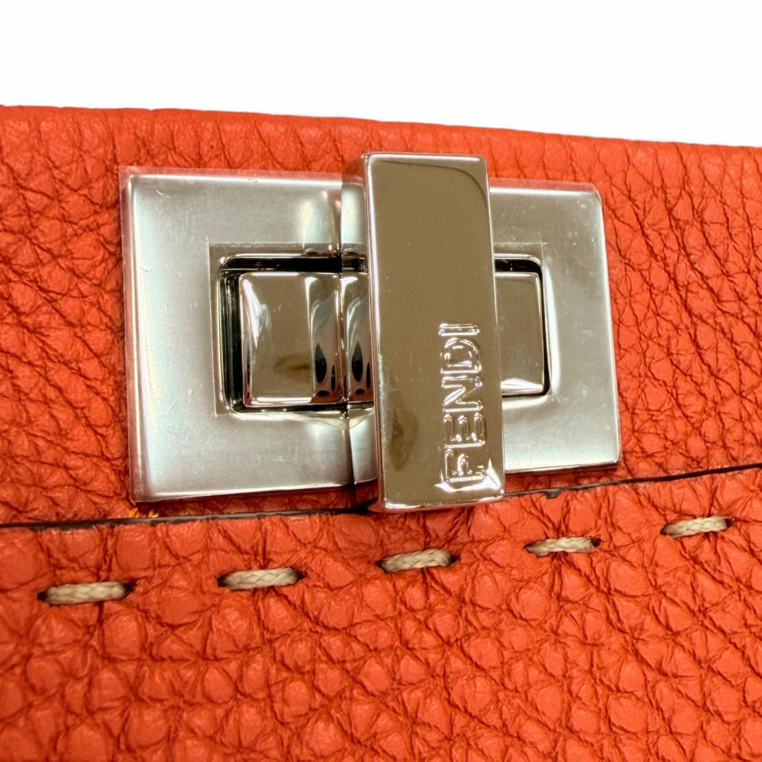 未使用品☆FENDI フェンディ 8BN244 セレリア ピーカブー ミニ レザー 2WAY ショルダー ハンドバッグ オレンジ 定価787600円 箱・保袋付