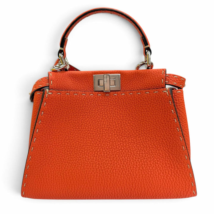 未使用品☆FENDI フェンディ 8BN244 セレリア ピーカブー ミニ レザー 2WAY ショルダー ハンドバッグ オレンジ 定価787600円 箱・保袋付