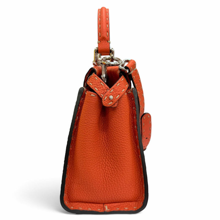 未使用品☆FENDI フェンディ 8BN244 セレリア ピーカブー ミニ レザー 2WAY ショルダー ハンドバッグ オレンジ 定価787600円 箱・保袋付