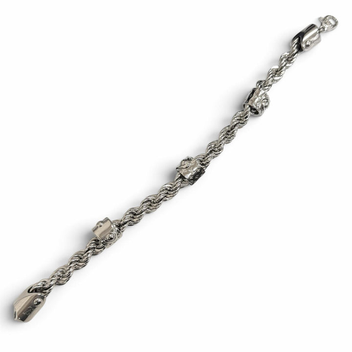 美品□LOUIS VUITTON ルイヴィトン 2023年製 M1540L LVロープ ブレスレット アクセサリー シルバー L イタリア製 メンズ 箱・保存袋付き