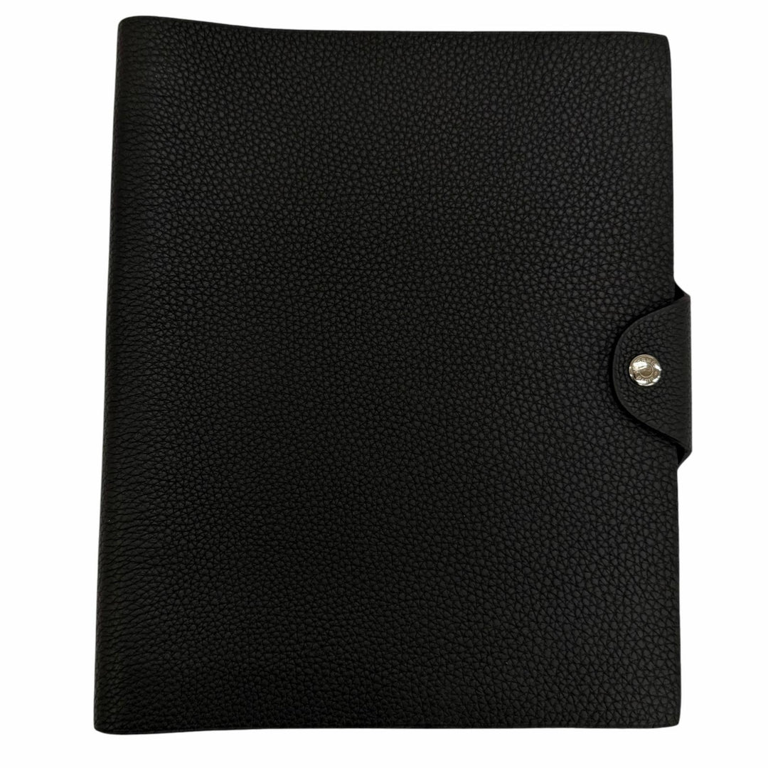 美品☆HERMES エルメス ユリス MM トゴ シルバー金具 セリエ金具 リフィル付き ノートカバー 手帳カバー ブラック A刻印 フランス製