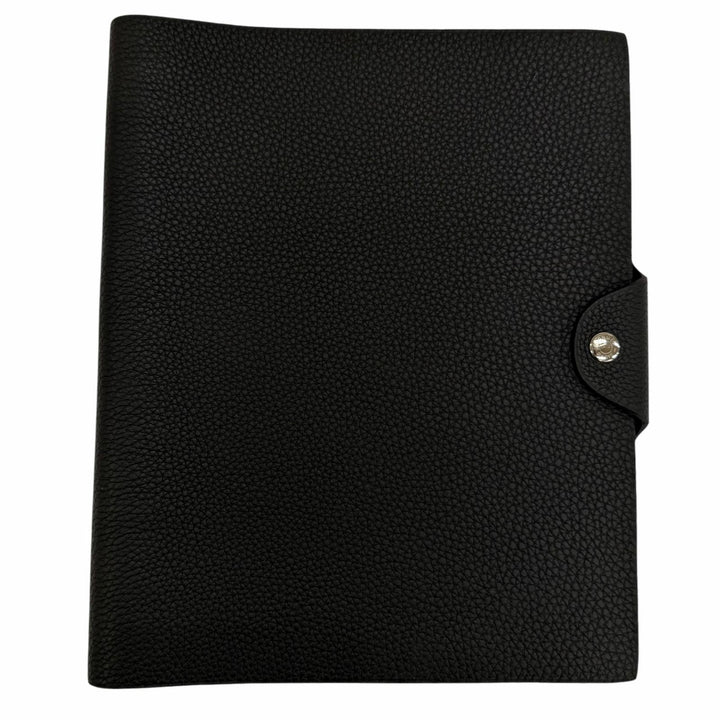 美品☆HERMES エルメス ユリス MM トゴ シルバー金具 セリエ金具 リフィル付き ノートカバー 手帳カバー ブラック A刻印 フランス製