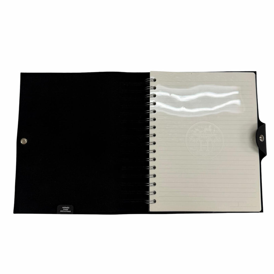 美品☆HERMES エルメス ユリス MM トゴ シルバー金具 セリエ金具 リフィル付き ノートカバー 手帳カバー ブラック A刻印 フランス製
