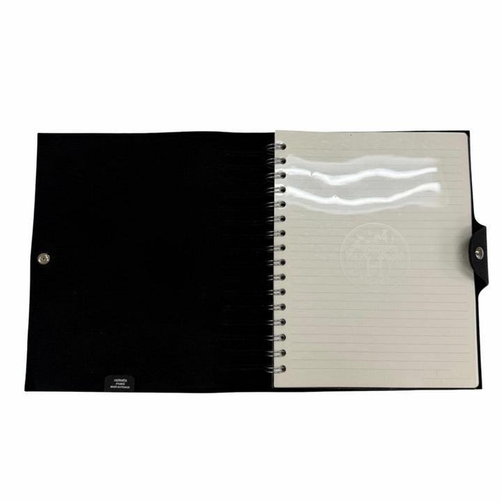 美品☆HERMES エルメス ユリス MM トゴ シルバー金具 セリエ金具 リフィル付き ノートカバー 手帳カバー ブラック A刻印 フランス製
