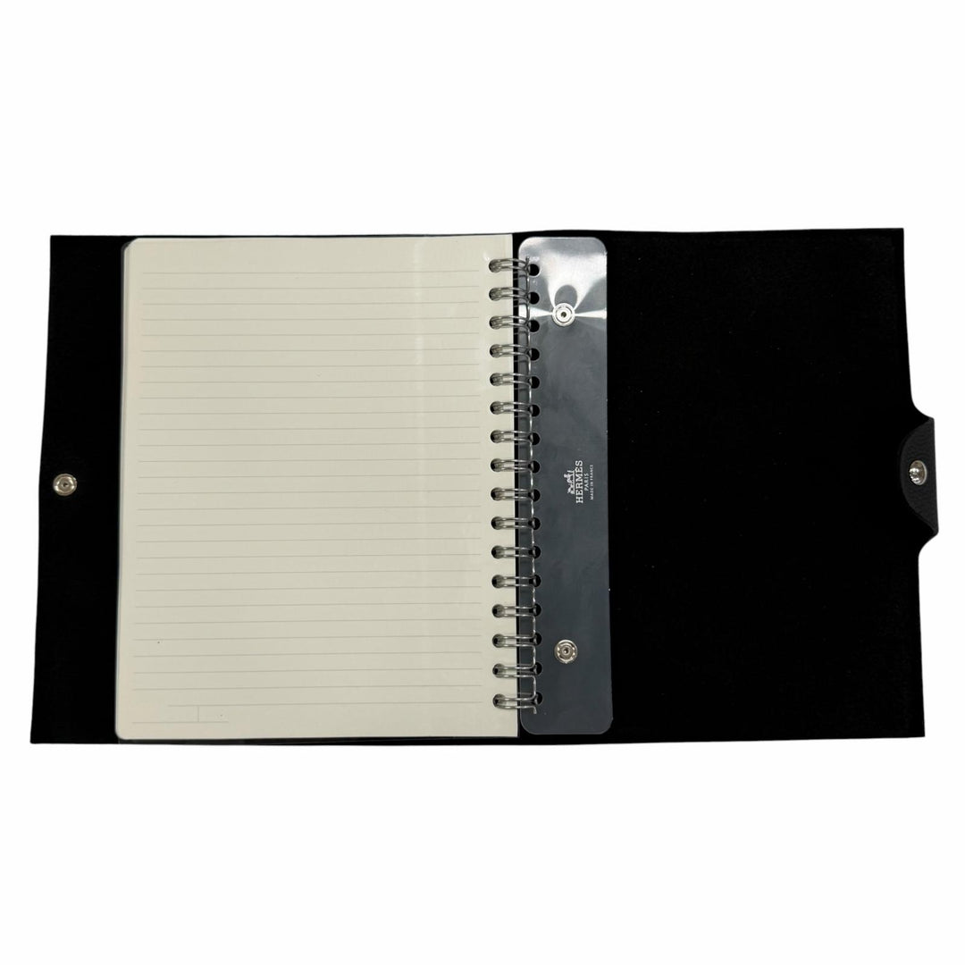 美品☆HERMES エルメス ユリス MM トゴ シルバー金具 セリエ金具 リフィル付き ノートカバー 手帳カバー ブラック A刻印 フランス製