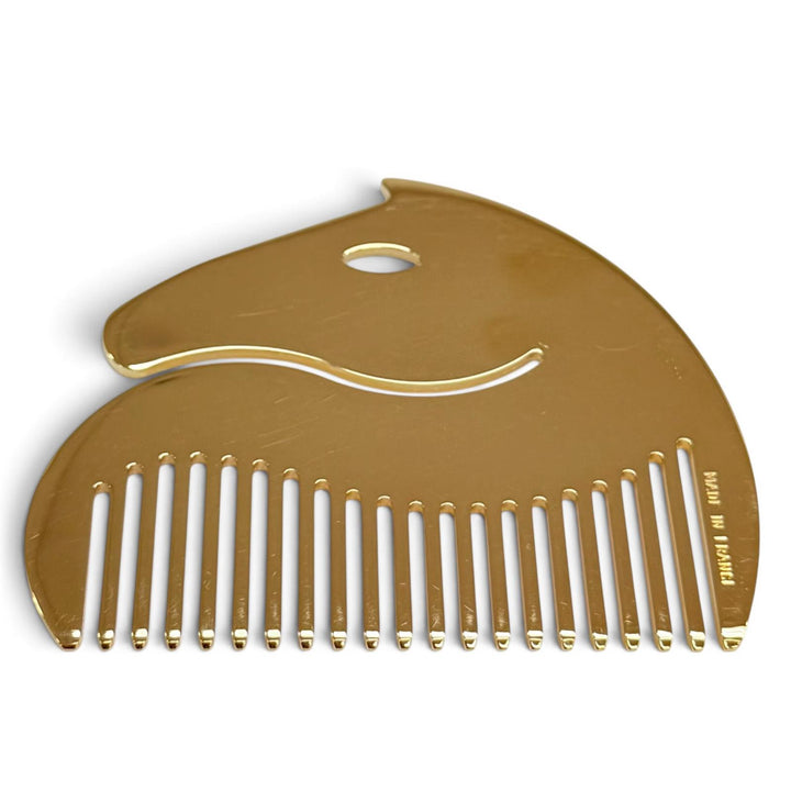 良品☆HERMES エルメス シュバル ホース ヘアコーム 櫛 ヘアアクセサリー ゴールド フランス製 レディース 箱付き