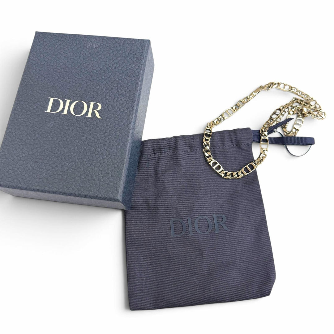 美品□DIOR ディオール オム N1574HOMMT CD Icon チェーンリンク ネックレス アクセサリー シルバー メンズ レディース 箱・保存袋付き