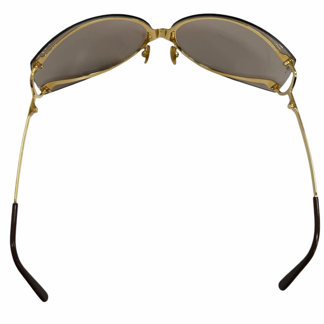 美品□Cartier カルティエ リムレス アイウェア サングラス ゴールド ブラウン 72□9-110 度なし フランス製 メンズ レディース
