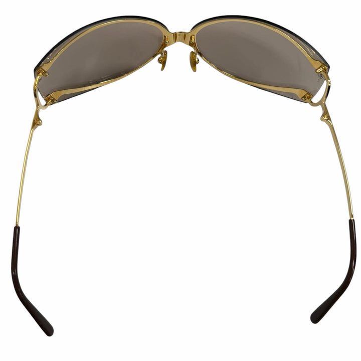 美品□Cartier カルティエ リムレス アイウェア サングラス ゴールド ブラウン 72□9-110 度なし フランス製 メンズ レディース